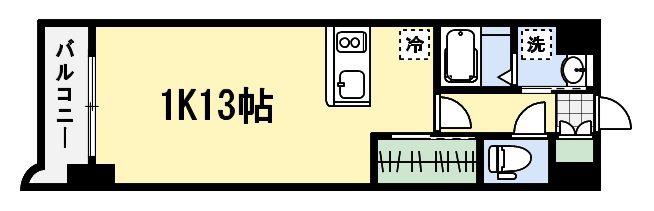 ロイヤルノースナイン(1K/8階)の間取り写真