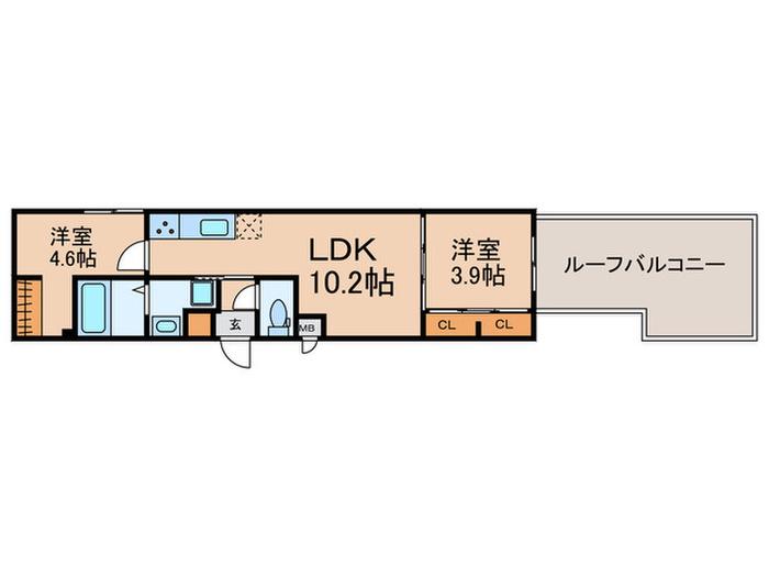 GREEN TERRACE代沢(2LDK/3階)の間取り写真