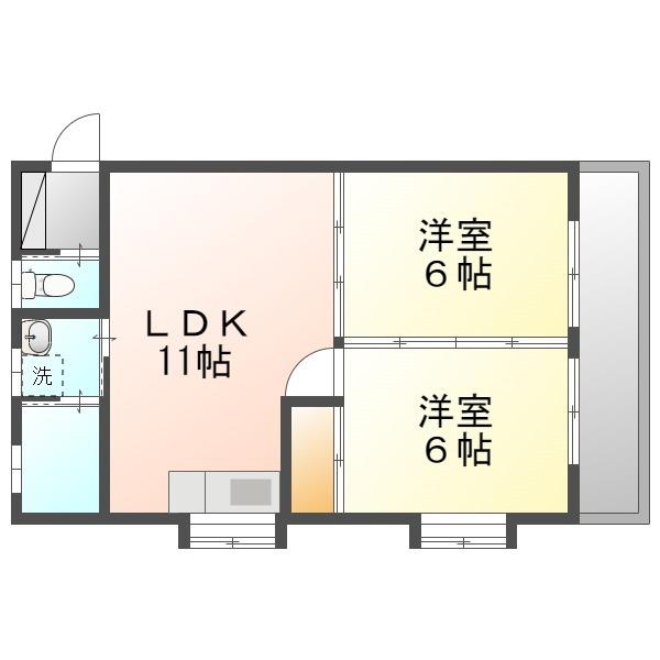 トーマス西町(2LDK/7階)の間取り写真