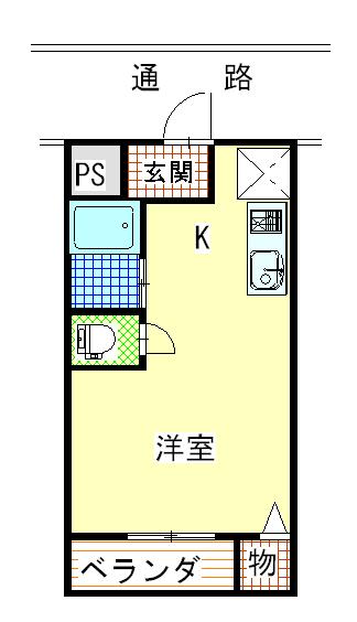 ウエストンハイツ(ワンルーム/1階)の間取り写真