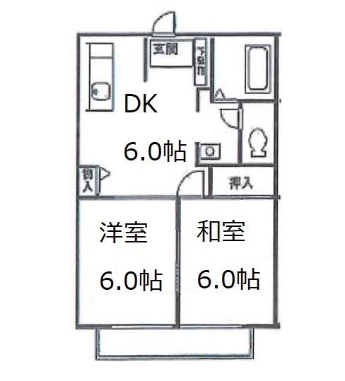 ビレッジファイブ C(2DK/1階)の間取り写真