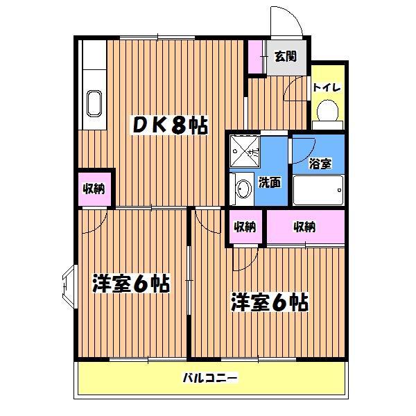 ドームハウス(2DK/3階)の間取り写真
