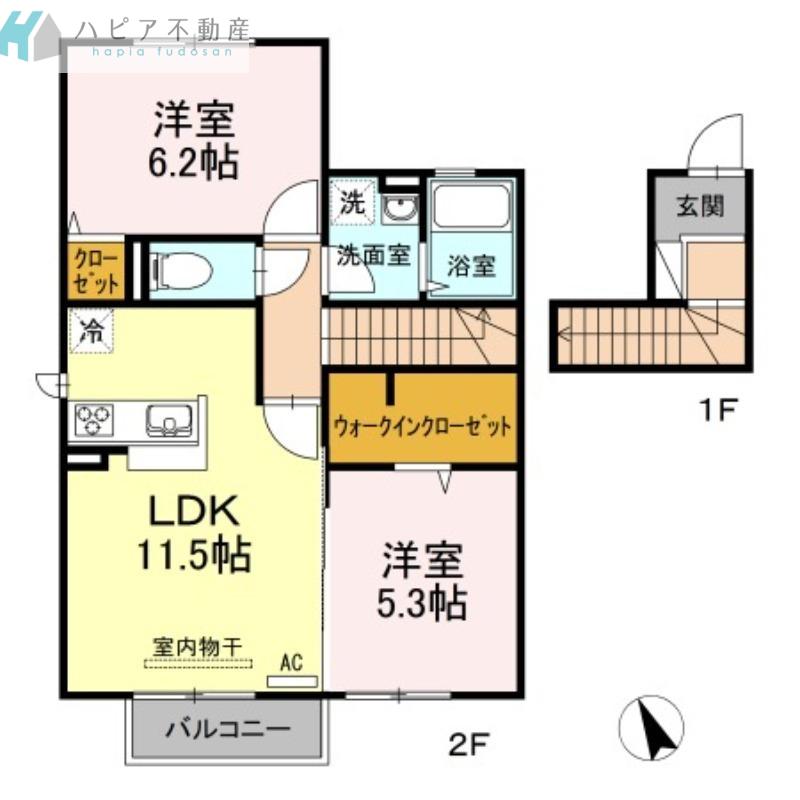 SEJOUR清瀬II(2LDK/2階)の間取り写真