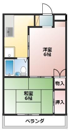 サンビレッジ東越谷(2K/1階)の間取り写真