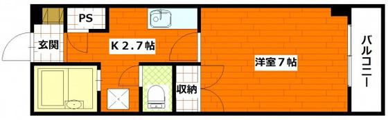 マインドリバーサイドマンション(1K/6階)の間取り写真