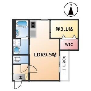 CRECIA浄心(1LDK/2階)の間取り写真