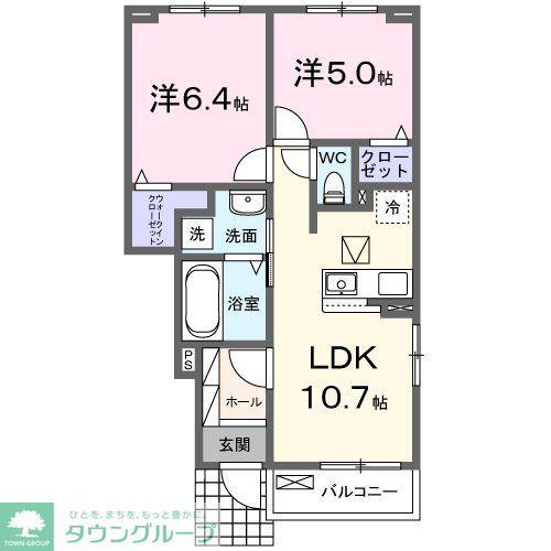 カームB(2LDK/1階)の間取り写真