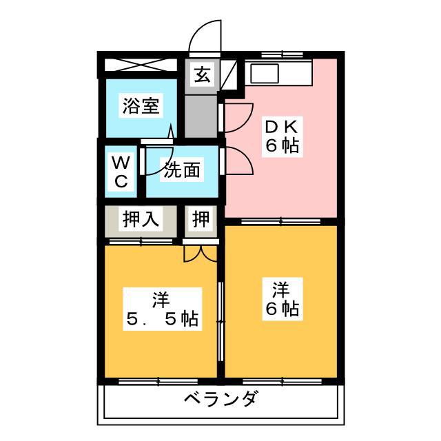 ダンサエルマーナ(2DK/1階)の間取り写真
