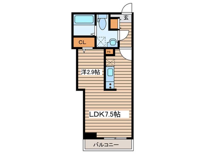 MERIDIAN柳生壱番館(1LDK/2階)の間取り写真