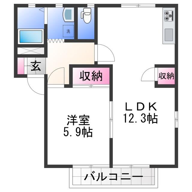 ラ・サルデーヌ(1LDK/2階)の間取り写真