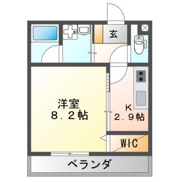 アリーバ古室(1K/3階)の間取り写真