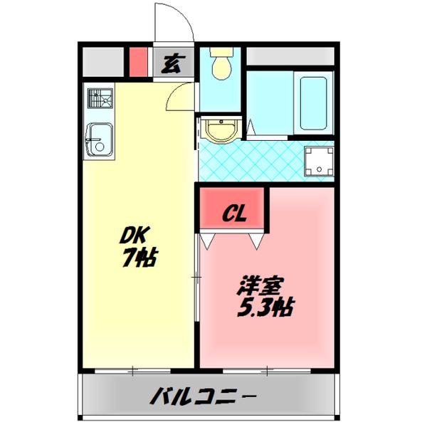 TAIHOレジデンス大日III(1DK/2階)の間取り写真
