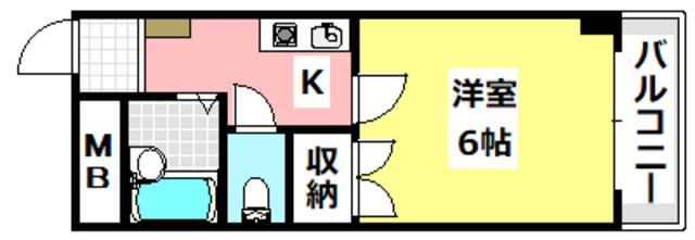 末広14番館(1K/2階)の間取り写真