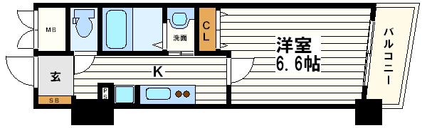 シャトーアスティナ高麗橋(1K/5階)の間取り写真