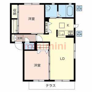 ファミール南茨木(2LDK/1階)の間取り写真