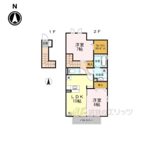 プラムガーデンA(2LDK/2階)の間取り写真