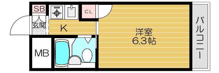ビアリッツ守口(1K/4階)の間取り写真