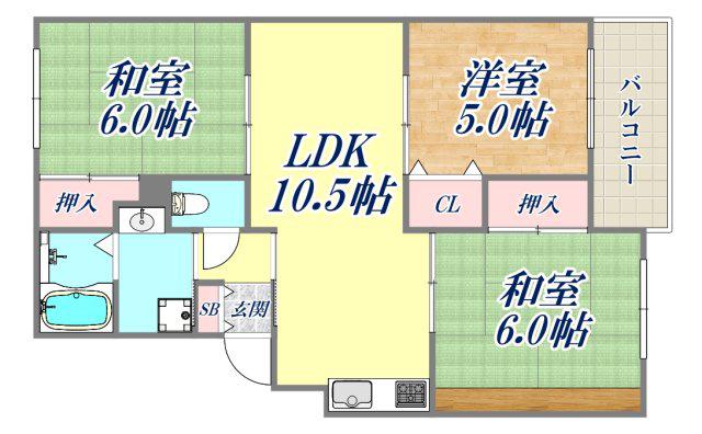 メゾン鈴原(3LDK/1階)の間取り写真