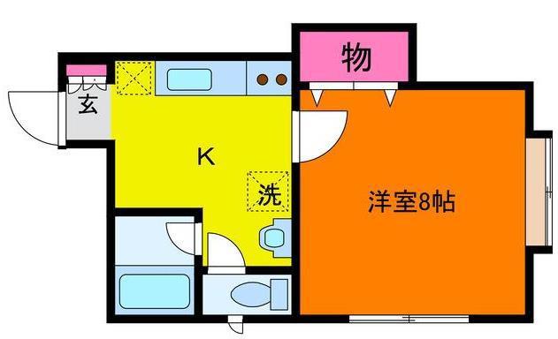 旭ハウス上所II(1K/2階)の間取り写真