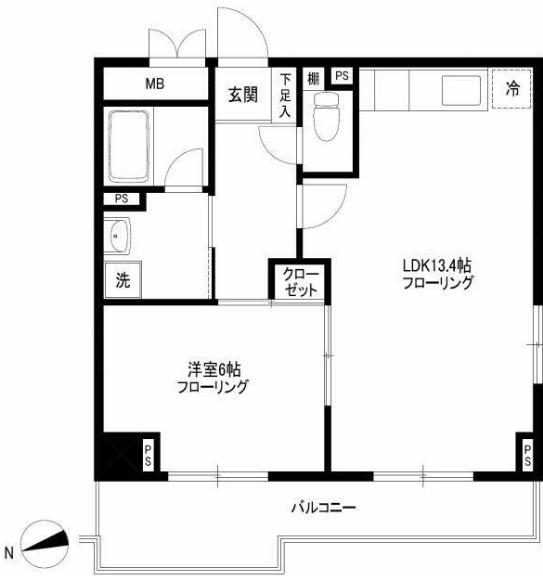 シュールヴィラージュ(1LDK/4階)の間取り写真