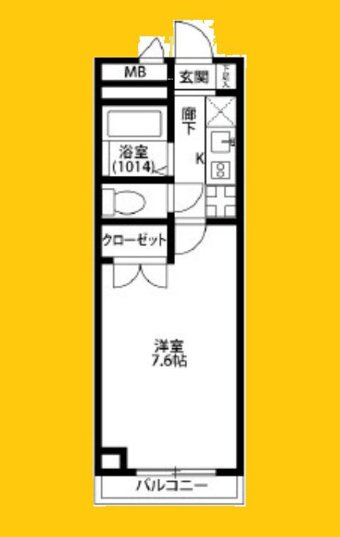 EMPEREURFER横浜子安台(1K/2階)の間取り写真