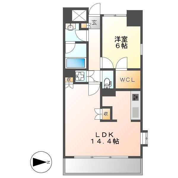LA DOUCEUR山王(1LDK/9階)の間取り写真