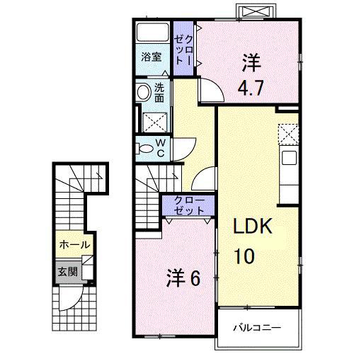 コリーヌ華II(2LDK/2階)の間取り写真