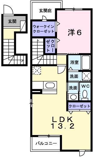 パ・モネ(1LDK/2階)の間取り写真