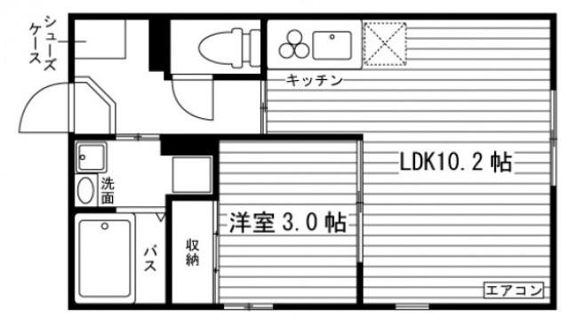 ドミール青江(1LDK/2階)の間取り写真