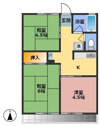 シティハイム白砂 B(3K/2階)の間取り写真
