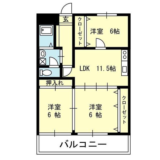 ドミール千田(3LDK/1階)の間取り写真