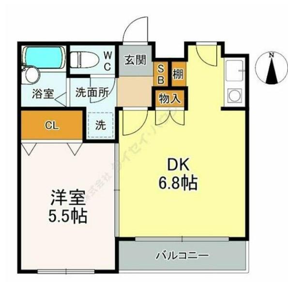 ロイヤルクレストM&S(1DK/2階)の間取り写真
