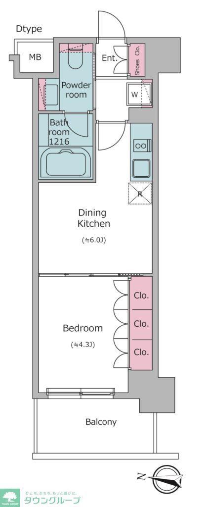 CORVAL住吉(1DK/2階)の間取り写真