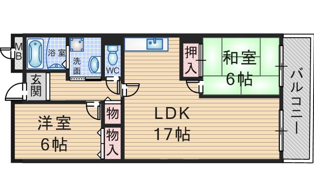 ベルヴュー桜の町(2LDK/3階)の間取り写真