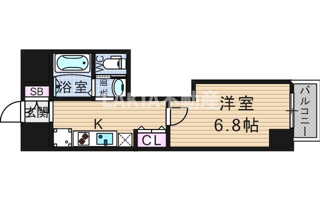 CQレジデンス大阪ウエスト(1K/3階)の間取り写真