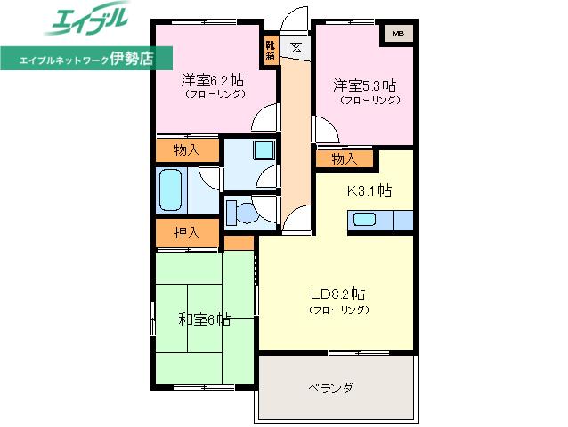 GARDENMANSIONひまわり館(3LDK/4階)の間取り写真