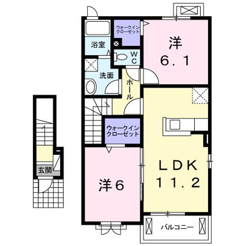 ノ-ル・ボワ II(2LDK/2階)の間取り写真