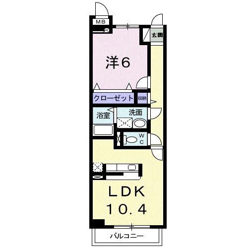 ヌーベルコリーヌII(1LDK/1階)の間取り写真