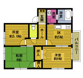 ファミール由布(3K/2階)の間取り写真