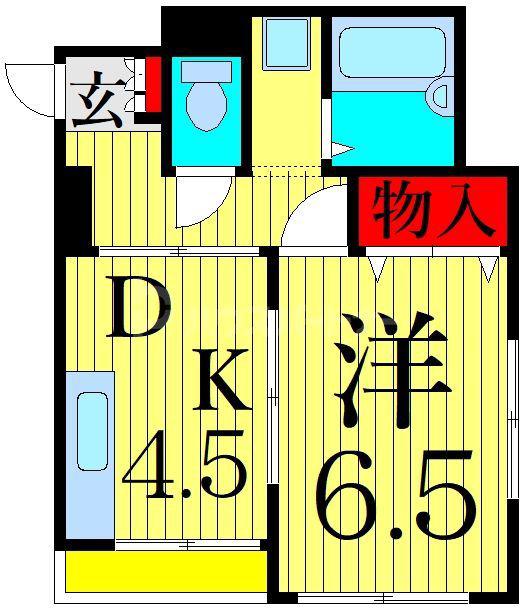 レジデンスK(1DK/2階)の間取り写真