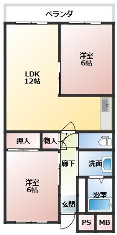 レジデンスサノ(2LDK/3階)の間取り写真