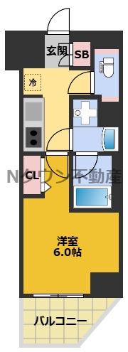 ディアレイシャス大須観音III(1K/11階)の間取り写真