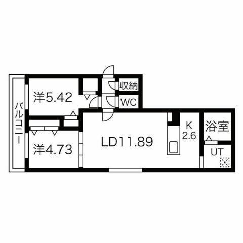 シティレジデンス南9条(2LDK/5階)の間取り写真