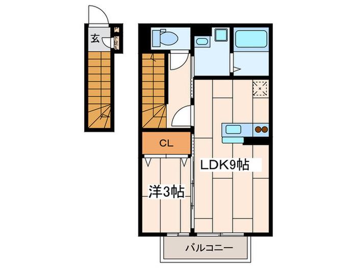 ベルツリー南成瀬(1LDK/2階)の間取り写真