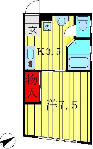 パークサイドハウス柏(1K/1階)の間取り写真