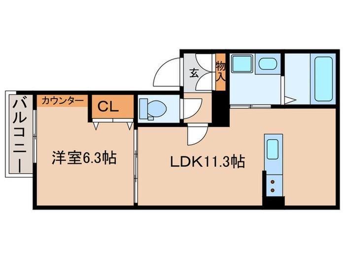 ポルト・ボヌール(1LDK/2階)の間取り写真