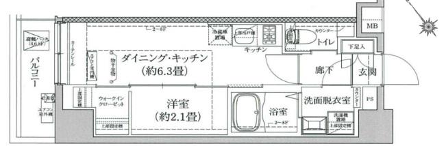 アイルプレミアム月島(1DK/8階)の間取り写真