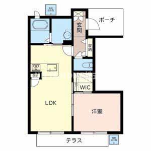 ヴィラ聖佳(1LDK/1階)の間取り写真