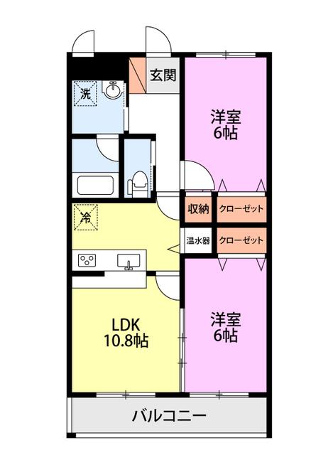 エコグリーンあおば(2LDK/1階)の間取り写真