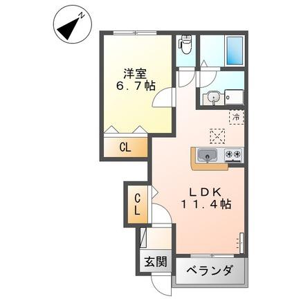 グランノワール(1LDK/1階)の間取り写真
